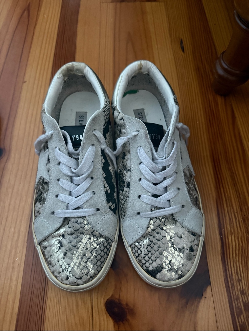 Steve Madden Women's Snake Print Silver & Gray Sneakers